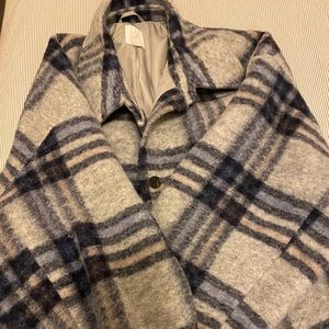 Plaid maxi shirt coat